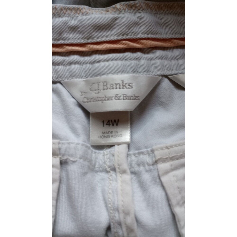 CJ Banks Women's 14W Khaki Hand Embroidered 100% Cotton Capris, Vtg - Picture 7 of 10